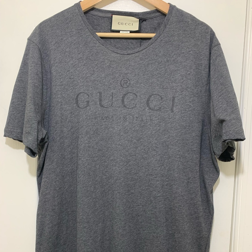 Authentic Gucci Logo Slim Fit T-Shirt Gray 3XL NWT